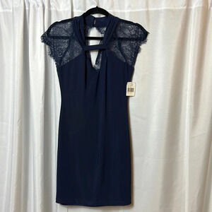 Teeze Me Navy Lace Cutout Bodycon Dress Size 3 NWT